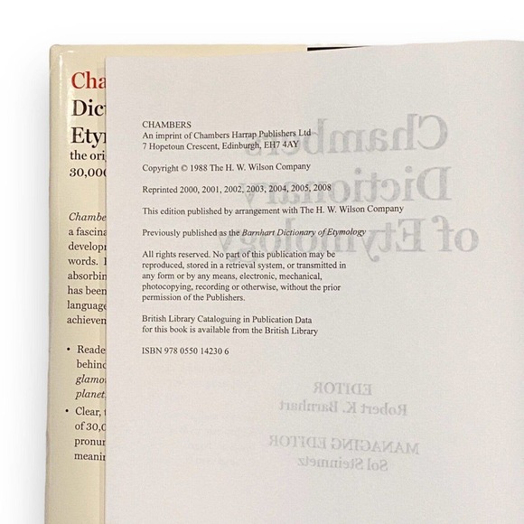 Chambers Dictionary of Etymology, H.W. Wilson Company (2008 Hardcover) VG Good - Picture 6 of 9